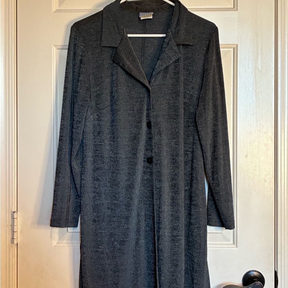 Rabbit Rabbit Rabbit Charcoal Gray Design Long Cardigan